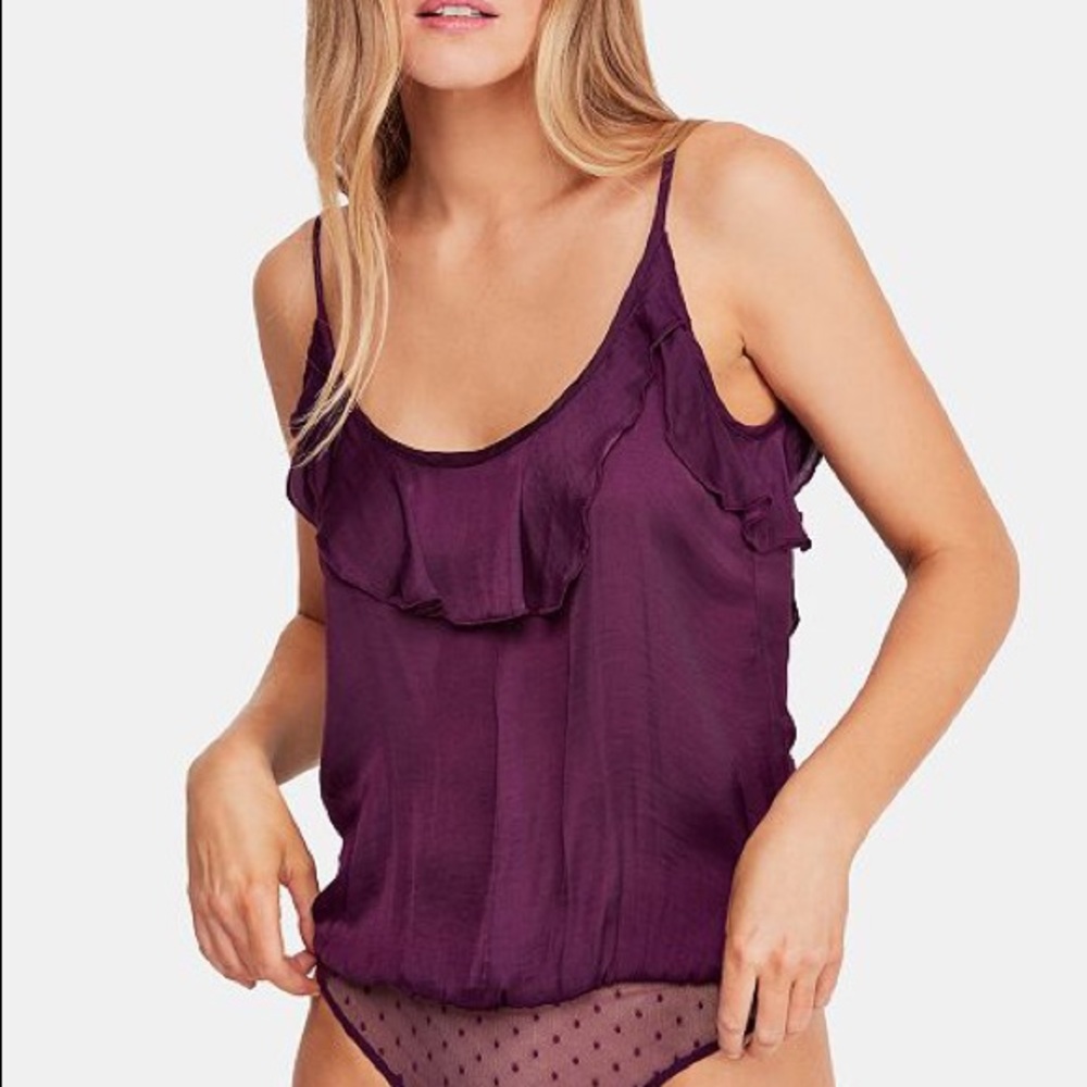 Free People Frill Bodysuit- Purple/ Small